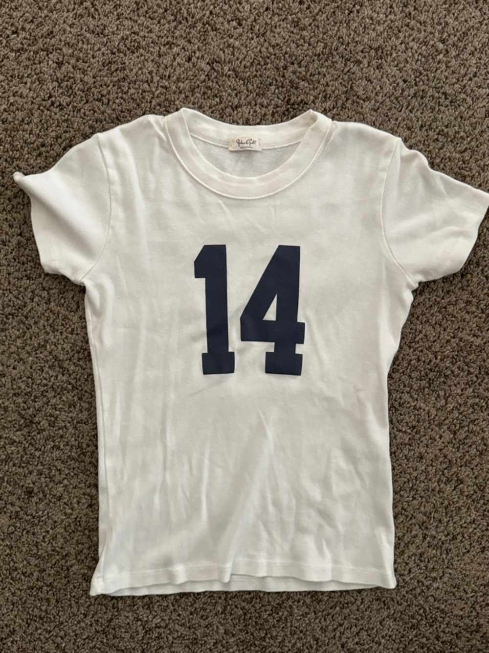 Brandy Melville White Short Sleeve Tee with Navy Number 14
